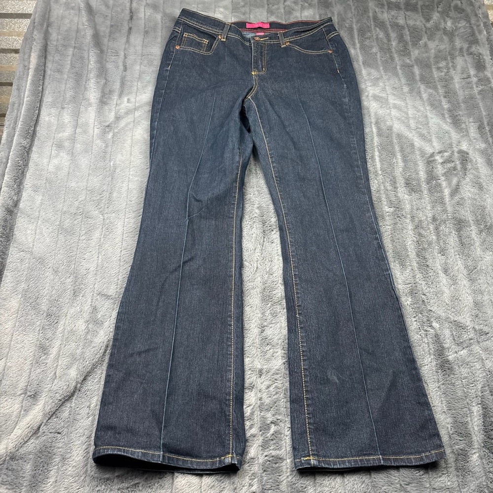 GLO Women Junior Plus Size 14 Dark Wash Bootcut Jeans Blue Denim Stretch 14030